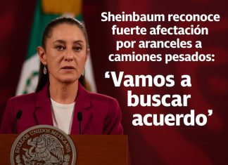 Sheinbaum reconoce fuerte afectación por aranceles a camiones pesados: “Vamos a buscar acuerdo” Claudia Sheinbaum analiza impacto de los aranceles a camiones pesados en la frontera México-Estados Unidos.