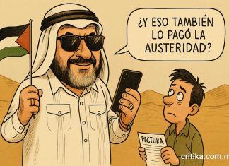 Caricatura Política: El jeque Noroña Caricatura política de Gerardo Fernández Noroña vestido como jeque árabe moderno con guayabera de lujo y la frase “¿Y eso también lo pagó la austeridad?”, firmada por CRITIKA.COM.MX.