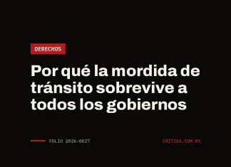 Por qué la mordida de tránsito sobrevive a todos los gobiernos Portada de Critika: Por qué la mordida de tránsito sobrevive a todos los gobiernos · categoría Derechos
