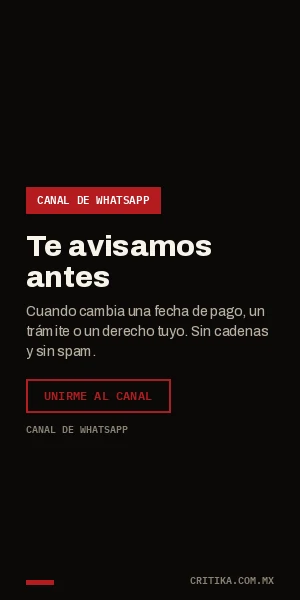 Canal de WhatsApp de Critika: te avisamos cuando cambia una fecha de pago o un derecho tuyo