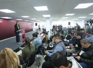 Operación cicatriz de Morena: cómo se reparten las alcaldías entre los que perdieron la encuesta Ariadna Montiel en conferencia en la sede nacional de Morena